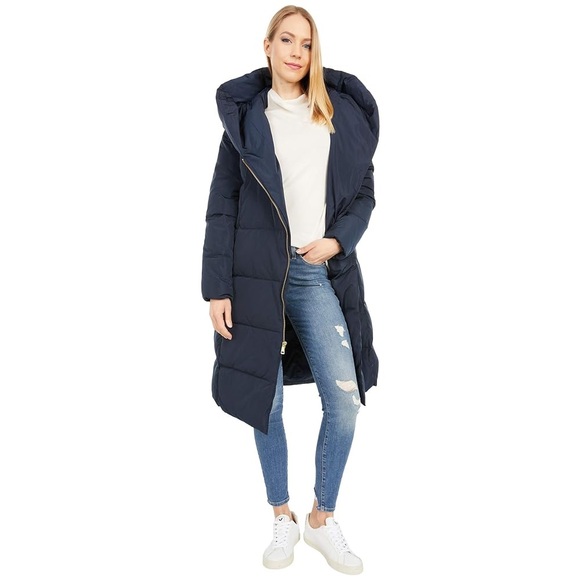 Cole Haan Womens In Navy Blue  Zip Front CoatDown Outerwear Coat Size L - Picture 1 of 7